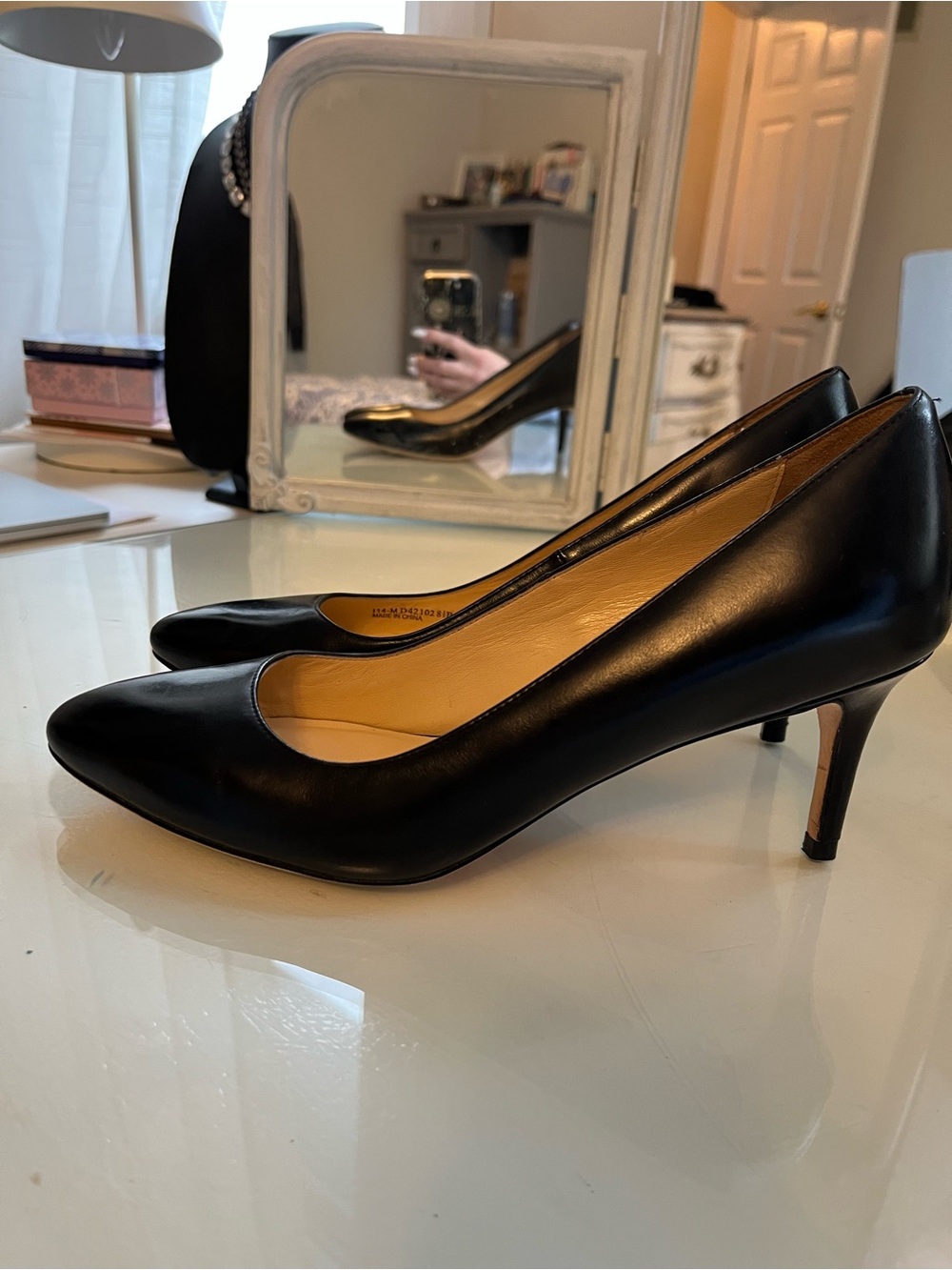 Cole Haan Black Leather Pointed-Toe High Heels - Picture 2 of 4